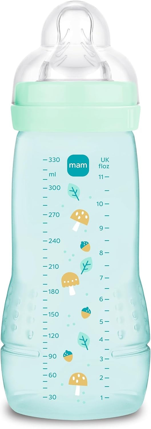 MAM Easy Active biberon 330 ml 6 m+ tétine 4 débit très rapide CHAMPIGNONS
