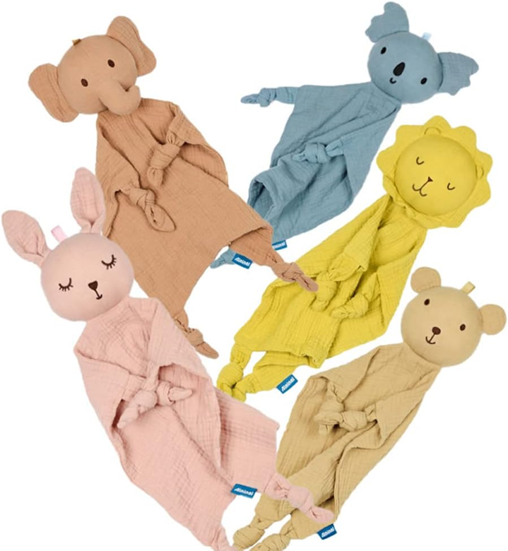 AMARI doudou en coton + bavoir + anneau de dentition en bois LAPIN 22 x 22 cm