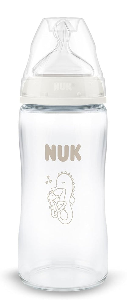 NUK First Choice glass bottle 240 ml teat M 3 m+ SEAHORSE