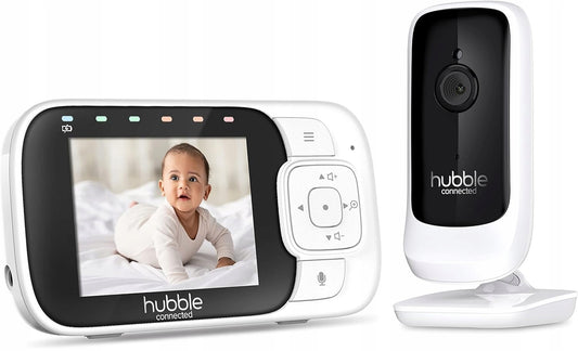 HUBBLE Nursery View+ niania elektroniczna 2,8" FHSS biało-czarna z kamerą i monitorem LCD 2,8"