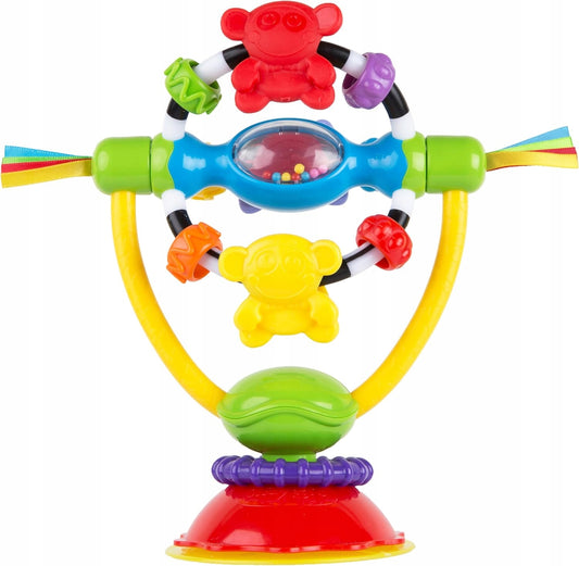 PLAYGRO zabawka z grzechotką i przyssawką do krzesesełka stolika 19,5 cm, wielokolorowa zabawka dla dzieci 6 m+