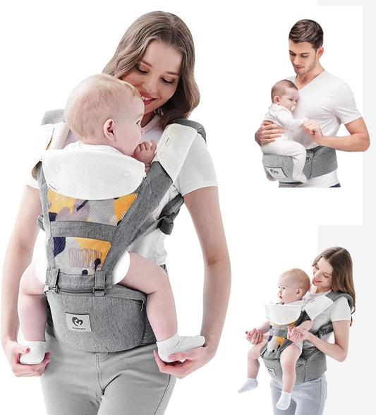 BELLABABY nosidełko ergonomiczne z pasem biodrowym 3w1 0-36msc, szare, dla niemowląt