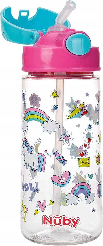 NUBY Gobelet avec paille en tritan, bouteille avec paille 4 mois+ 540 ml