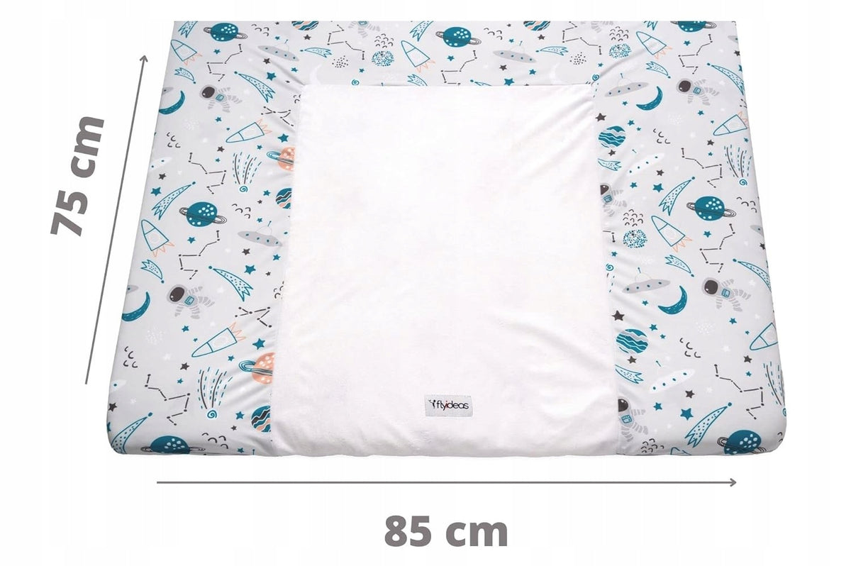 FLYIDEAS pokrowiec na przewijak 75x85 x2, miękki pokrowiec w kosmiczny wzór, 85x75 cm