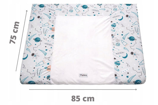 FLYIDEAS pokrowiec na przewijak 75x85 x2, miękki pokrowiec w kosmiczny wzór, 85x75 cm