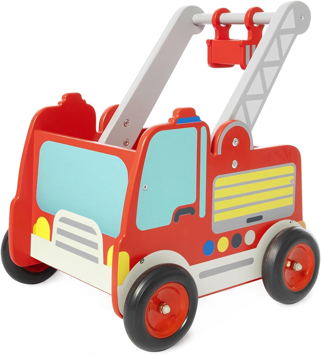 LABEBE chariot en bois CAMION DE POMPIERS 37,5 x 45 cm