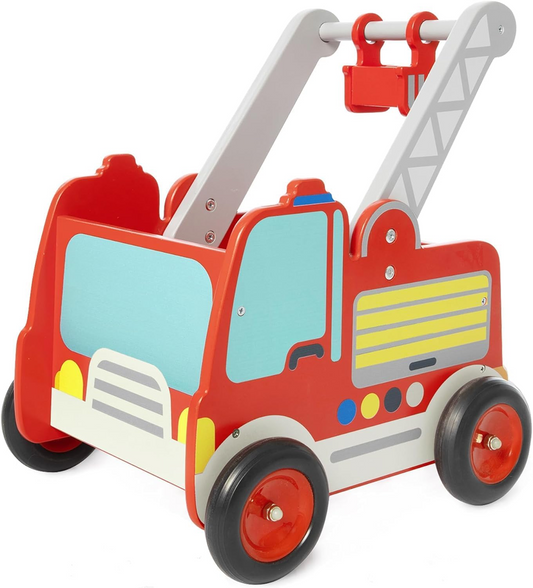 LABEBE chariot en bois CAMION DE POMPIERS 37,5 x 45 cm