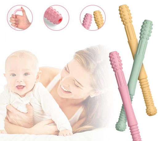VICLOON anneau de dentition en silicone massant 4 pièces + 4 brosses de nettoyage 17 cm