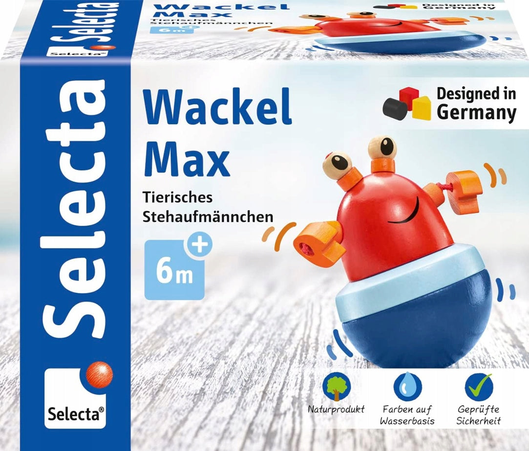 SELECTA Wańka-Wstańka jouet en bois qui ne tombe pas CRABE 10 cm