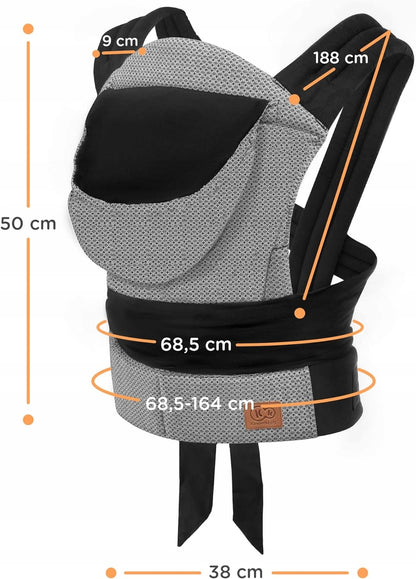 KINDERKRAFT ADOREE nosidełko ergonomiczne MEI TAI czarno-białe, wymiary 50 cm i 188 cm, dla dzieci 3-20 kg