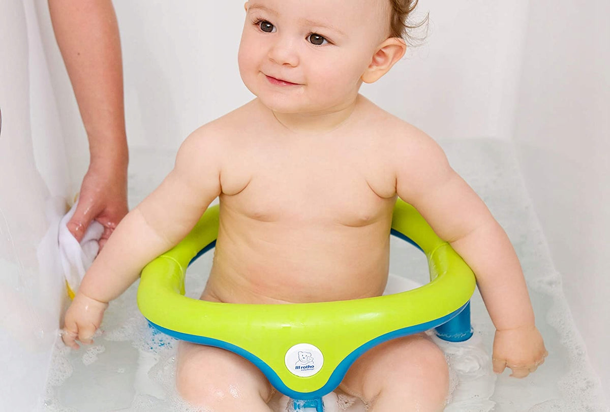 ROTHO Babydesign krzesełko do kąpieli 13kg dla niemowląt, zielono-niebieskie, wygodne i bezpieczne