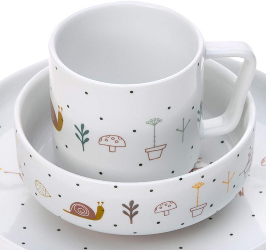 LASSIG Garden Explorer porcelain tableware set PLATE + CUP + BOWL
