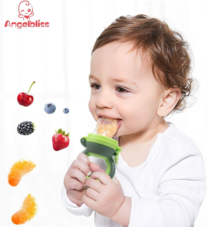 ANGELBLISS anneau de dentition distributeur de fruits pour bébés 3-12m 2 pièces 6 embouts