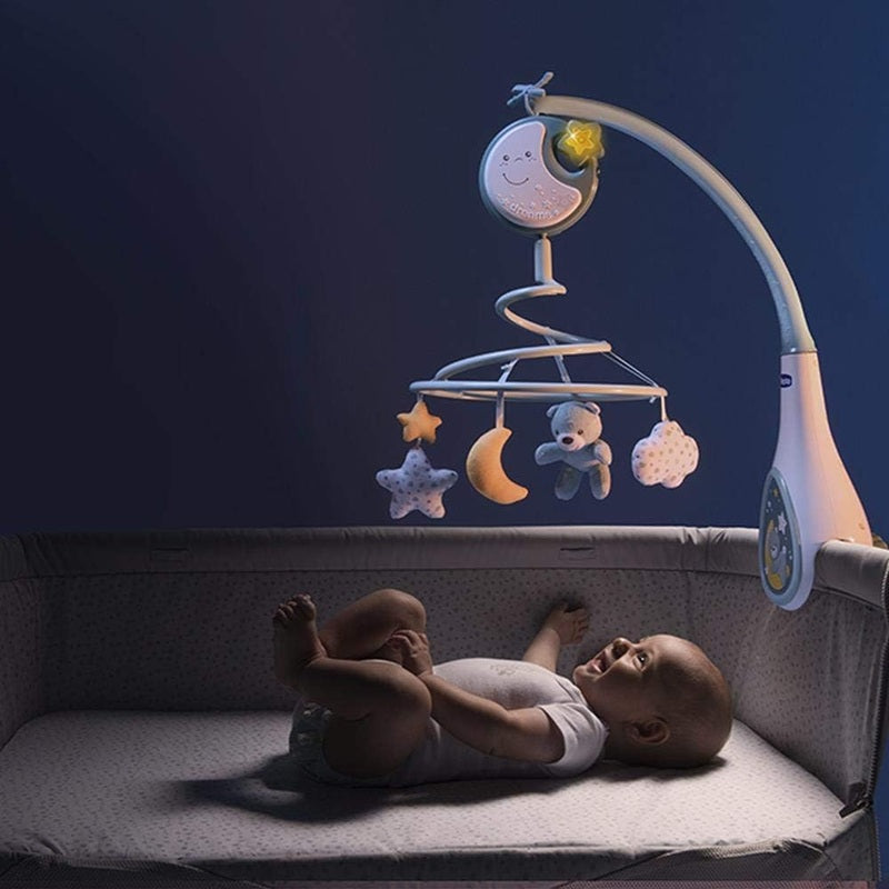 CHICCO Next2Dreams 2w1 karuzela z melodiami i lampką nocną MIŚ