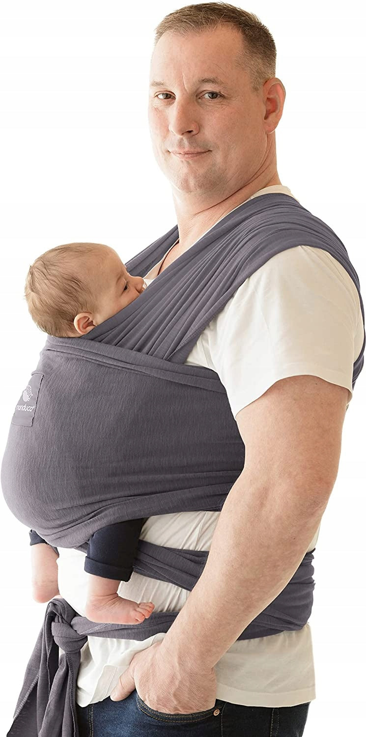 MANDUCA SLING chusta do noszenia dziecka szara, elastyczna chusta dla niemowląt od 0m+ i do 15 kg