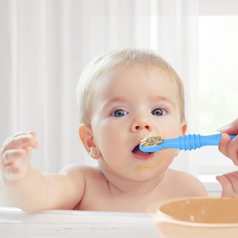 VICLOON ensemble de cuillères en silicone pour aliments solides, 4 pièces, 11 cm