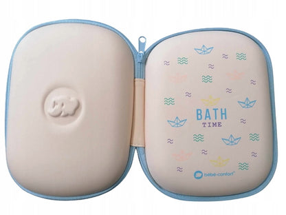 BEBE CONFORT Bath Time kosmetyczka + 3 elementy, etui do pielęgnacji dziecka 0+ z termometrem, szczotką i grzebieniem