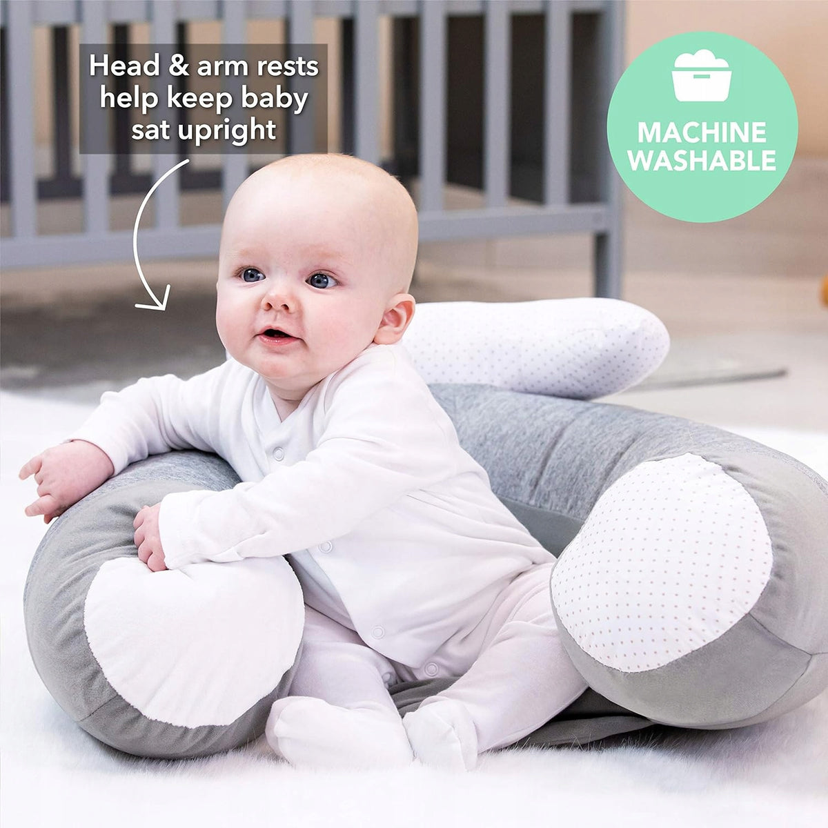 NUBY Sit-Me-Up infant seat with penguin motif