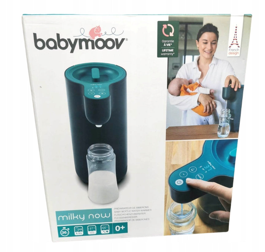 BABYMOOV ekspres do mleka MILKY NOW podgrzewacz i dozownik do wody, szaro-morski, 1,1 l, 37°C w 36 s