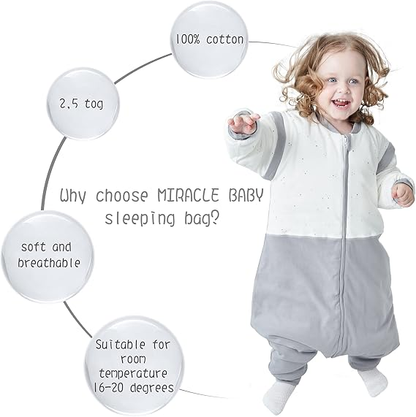 MIRACLE BABY śpiworek do spania zimowy 2,5TOG 90 odpinane rękawy