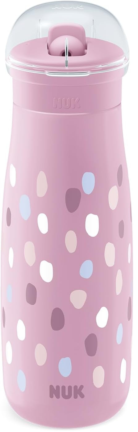 NUK Mini-Me Flip bouteille en acier avec paille et embout, 500 ml, 12 mois et plus