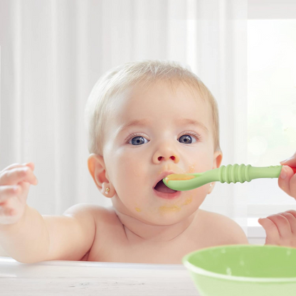 VICLOON Sticky Spoon cuillère en silicone 2,5 x 10 cm 4 m+ verte
