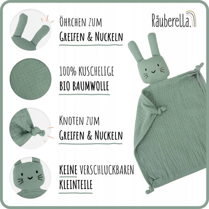NUDU BABY zestaw muślina KOMFORTER śliniak GRYZAK