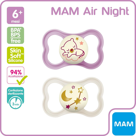MAM AIR NIGHT smoczek uspokajający x2 6-16m