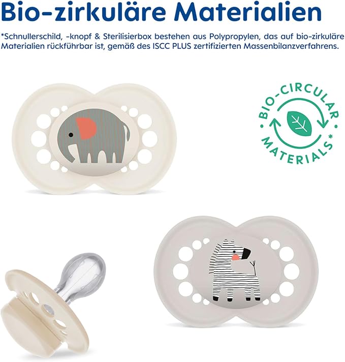 MAM Original smoczek uspokajający silikonowy 6-16 m x4, bio-cyrkularny zestaw smoczków dla niemowląt