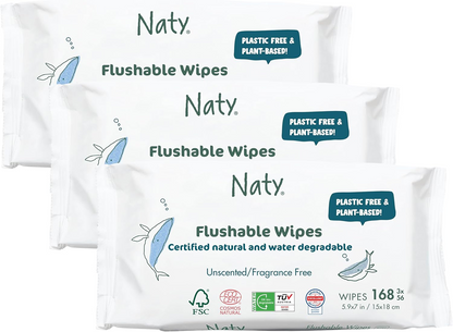 ECO BY NATY lingettes humides 3 x 56 jetables compostables