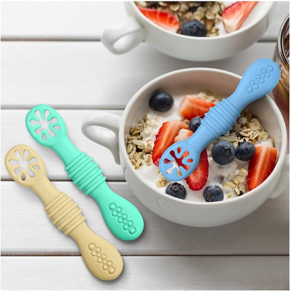 VICLOON ensemble de cuillères en silicone pour aliments solides, 4 pièces, 11 cm