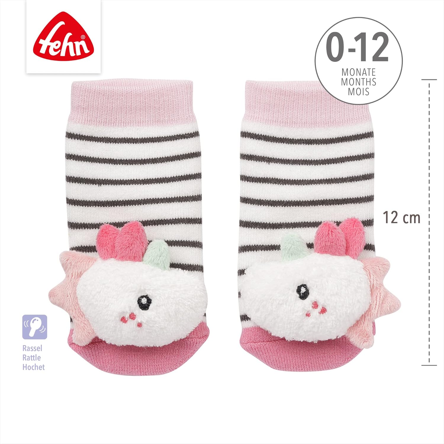 FEHN Aiko&Yuki skarpetki dla niemowląt z grzechotką 0-12 msc – zdjęcie produktu 4