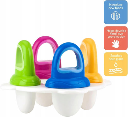 NUBY foremki do lodów x3 w kształcie smoczka 6m+ kolorowe, BPA free, do wprowadzania nowych pokarmów