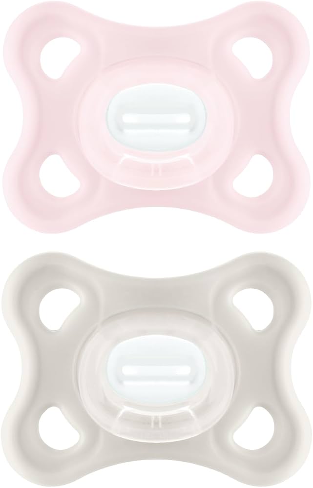 MAM Comfort smoczek uspokajający silikonowy 0-3m x2, różowy i beżowy, 100% silikon