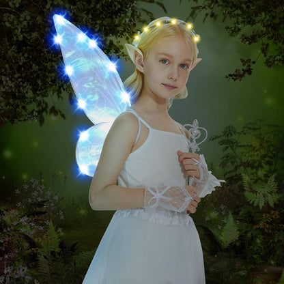 FORMIZON ailes de fée avec LED + baguette couronne oreilles 46 x 65 cm