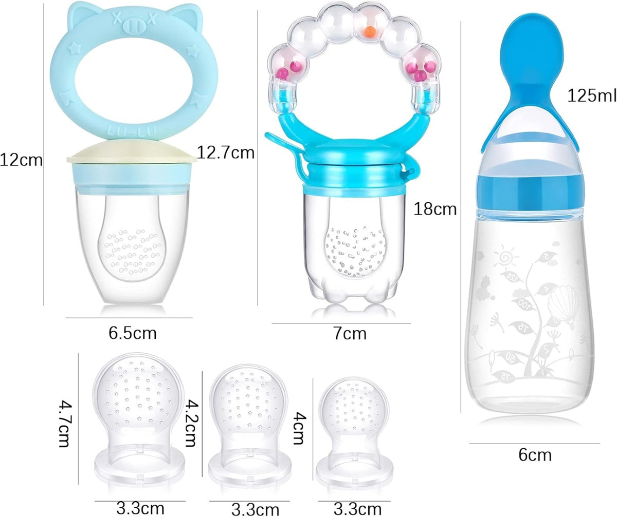 KOSHINE sucette pour fruits 2 pièces 5 embouts + cuillère 125 ml et chaîne