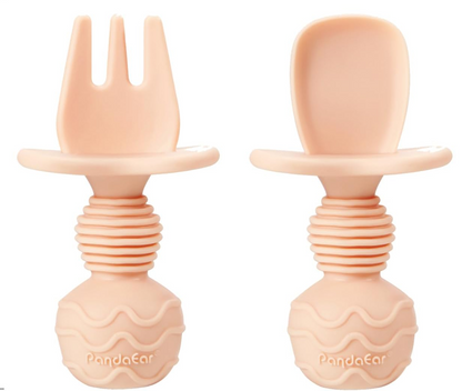 PANDAEAR ensemble en silicone : 2 assiettes compartimentées, 2 cuillères, 2 fourchettes