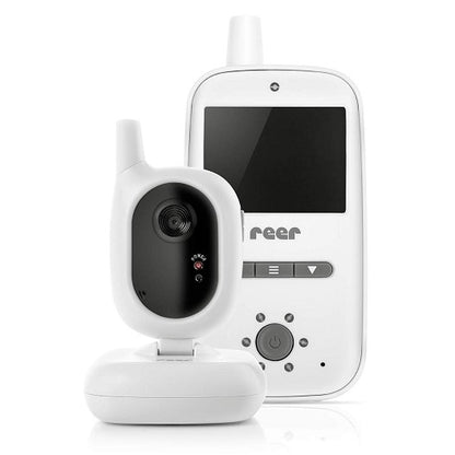 REER BabyCam niania elektroniczna 2,4" TFT, biały zestaw kamery i odbiornika z ekranem LCD