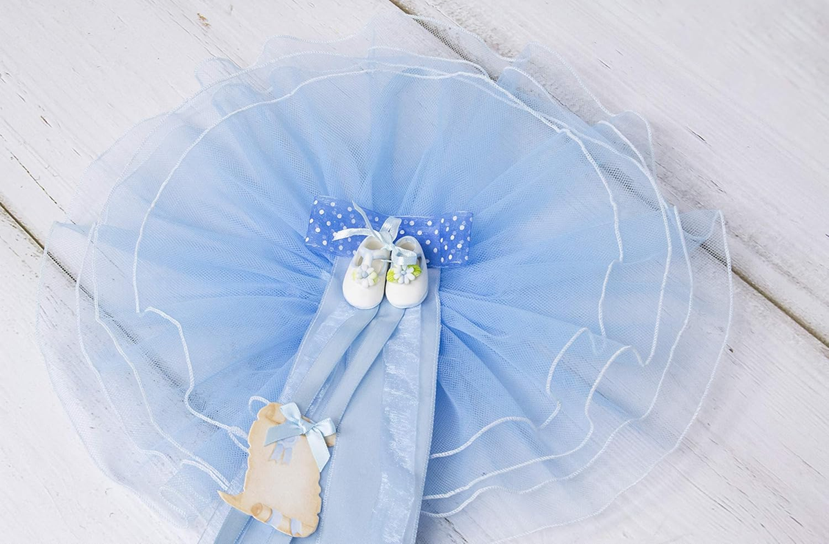 MARELI noeud de naissance pour bébé 32 cm céramique tulle satin
