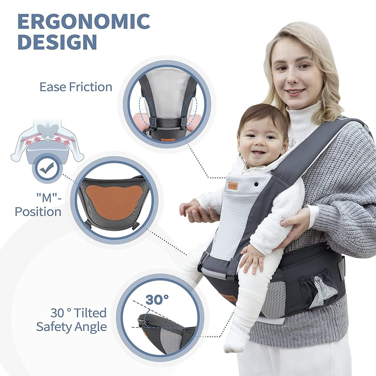 BESREY nosidełko ergonomiczne z siedziskiem biodrowym 6w1