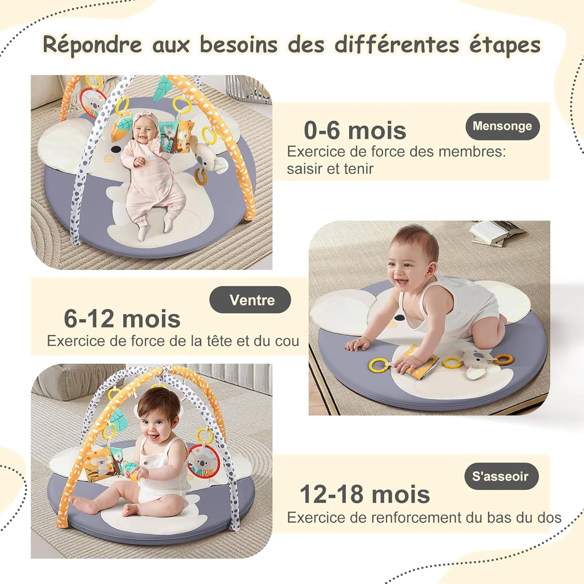 SUIHUOOO tapis d'éveil + jouets KOALA