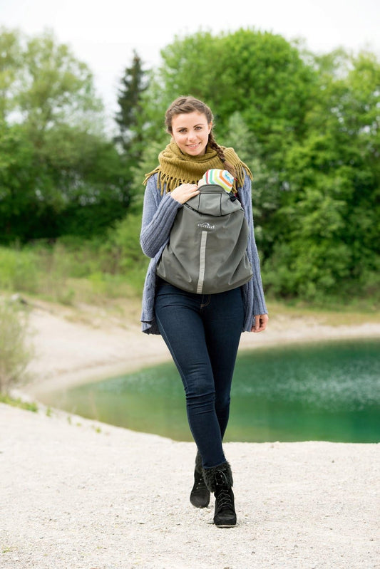 AMAZONAS pokrowiec na nosidełko Softshell, szary pokrowiec z odblaskiem i polarem, dla dziecka w nosidle