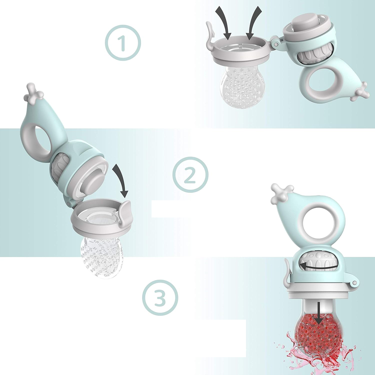 TABRIX anneau de dentition distributeur de fruits pour bébés 3 m+ 2 pièces 6 embouts