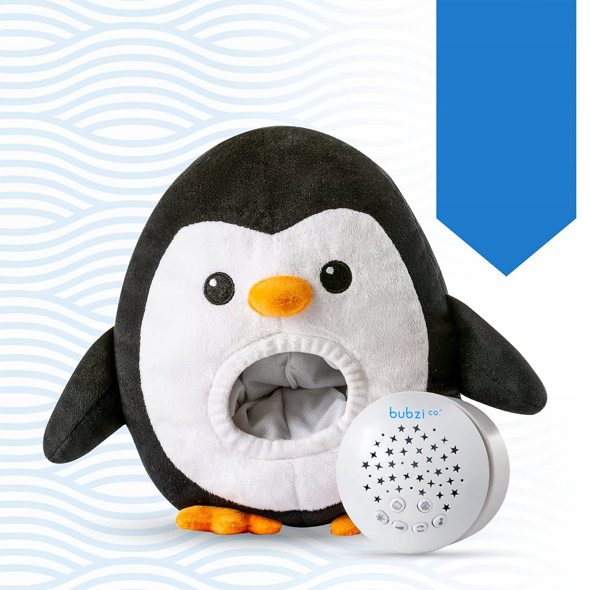 BUBZI peluche, proyector de estrellas, 20 sonidos, pingüino 20 cm