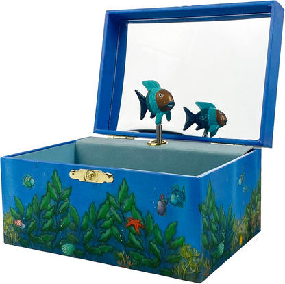 TROUSSELIER boîte à bijoux avec boîte à musique à remontoir phosphorescente POISSON