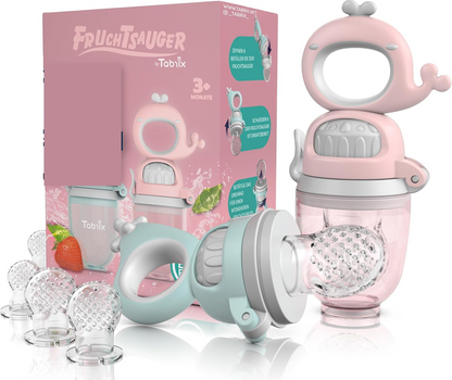 TABRIX anneau de dentition distributeur de fruits pour bébés 3 m+ 2 pièces 6 embouts