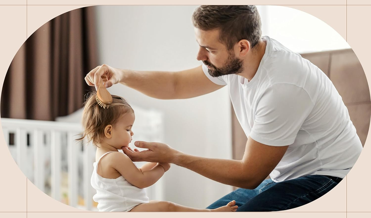 LAMPOX ensemble en bois pour le soin de la tête de bébé 2 brosses et un peigne