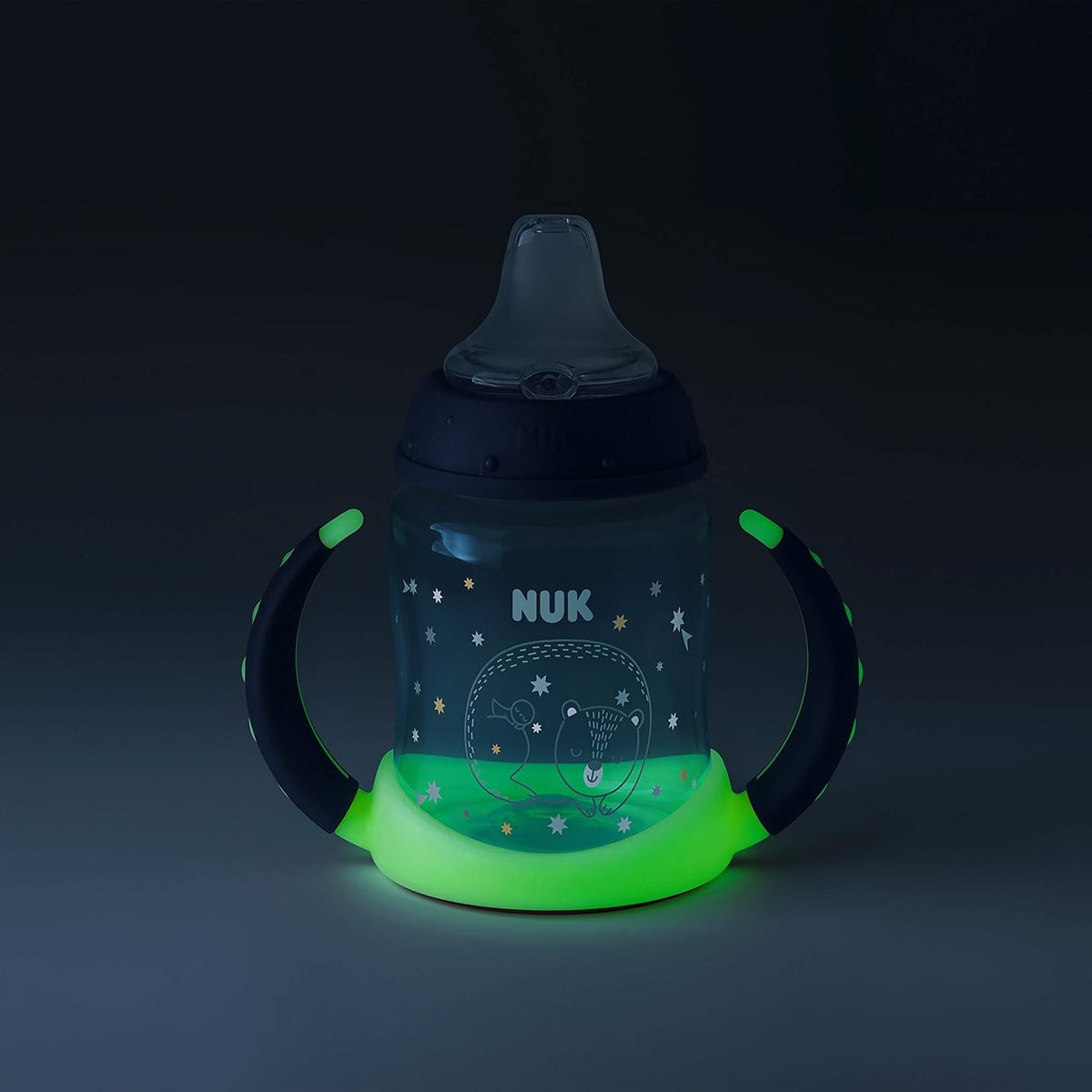 NUK Learner Cup KUBEK 150 ml wskaźnik temperatury ŚWIECI W CIEMNOŚCI – zielony pojemność 150 ml – zdjęcie 4