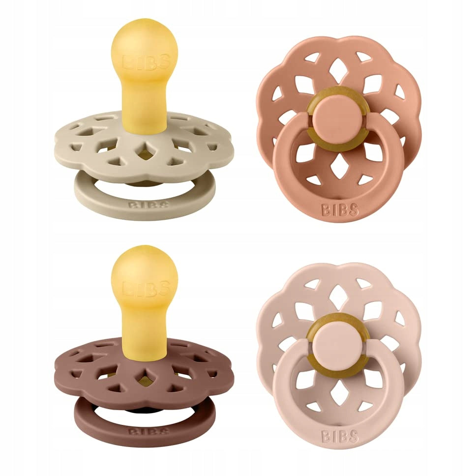 BIBS BOHEME smoczki uspokajające 4pack 0-6msc, kauczukowe smoczki dla niemowląt w 4 kolorach