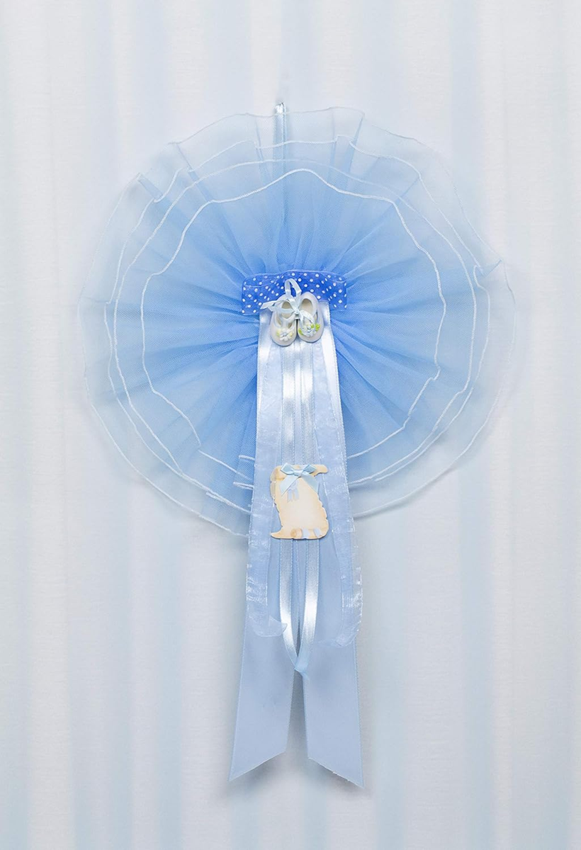 MARELI noeud de naissance pour bébé 32 cm céramique tulle satin